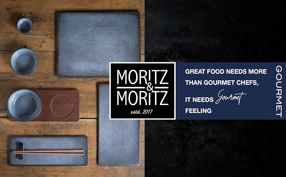 Набір посуду для суші Moritz & Moritz VIDA, 29 елементів - порцеляновий набір для 4 осіб, блакитний колір