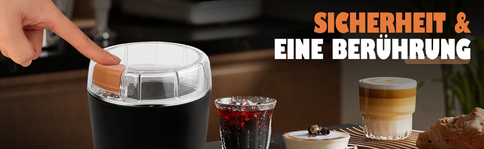 Електрична кавомолка 80г, потужний 350W двигун для кави та спецій, з регулюванням помелу, портативна, з щіткою для чищення, нержавіюча сталь, чорний