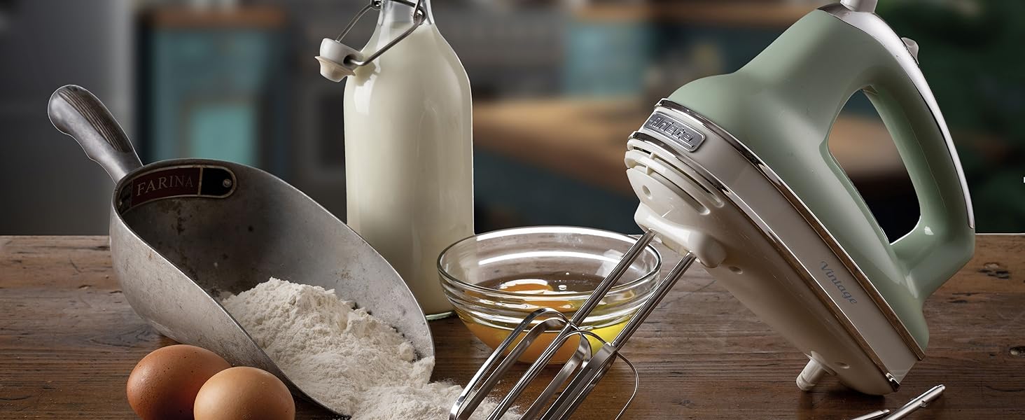 Ручний міксер Ariete Vintage 1548, 450W, 5 швидкостей, Turbo, 2 насадки, для тіста та збивання