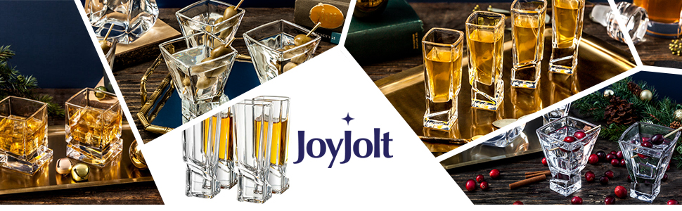 Склянки для шнапсу JoyJolt Carre, квадратні, 50 мл, набір 4 шт, міцне скло