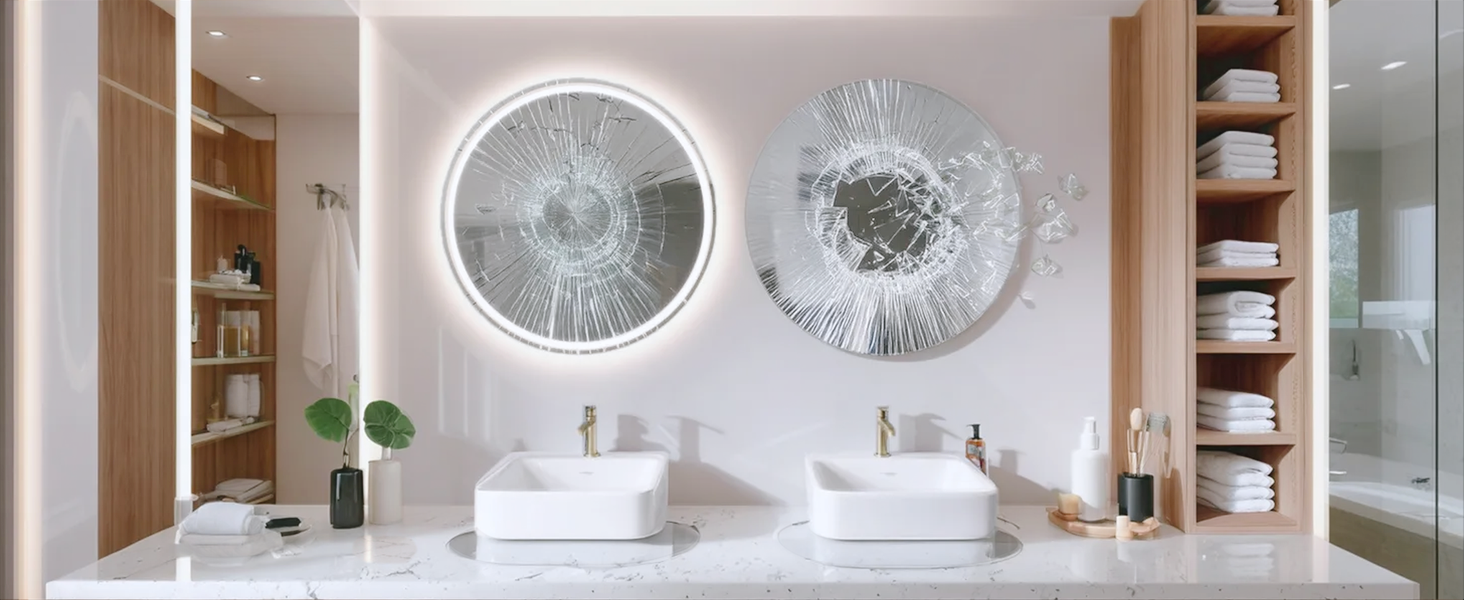 Круглий дзеркало для ванної кімнати Clevich з підсвічуванням, 80 см, сенсорне управління, протитуманне покриття, 3 кольори світла, регулювання яскравості