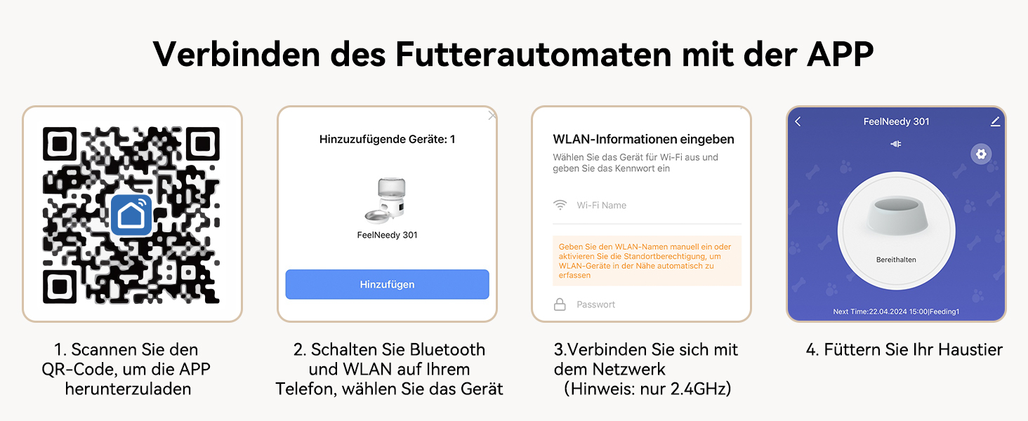 Автомат годування котів FEELNEEDY з додатком, WiFi, нержавіюча сталь, 3L, білий. Програмування до 10 прийомів їжі на день, сповіщення про застрягання корму та низький заряд батареї