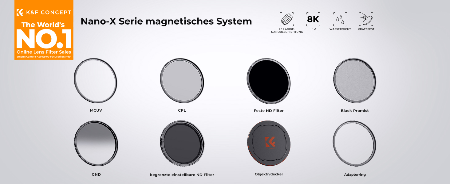 Фільтр K&F Concept 67мм MCUV з магнітним кріпленням та кришкою для об'єктива (Nano-Xcel)