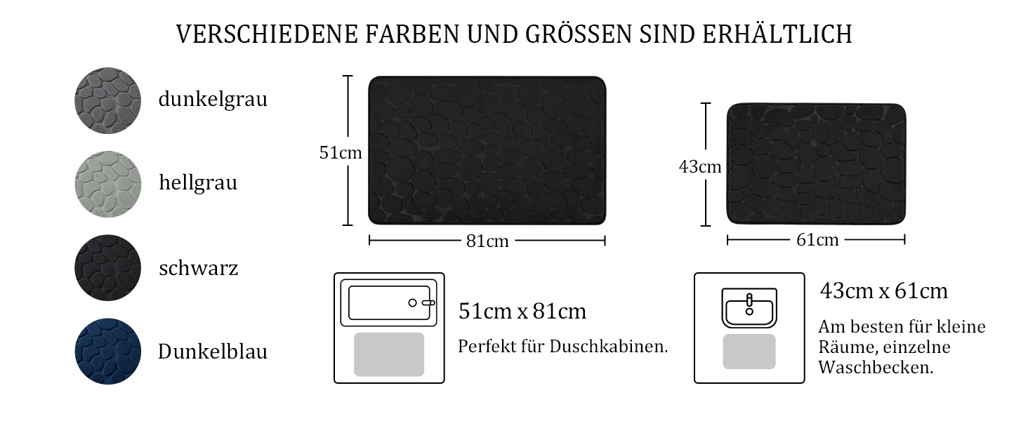 Набір килимків для ванної кімнати chakme (2 шт.), пам'ятна піна Cobblestone, поглинаючі протиковзкі килимки для підлоги, ванни та туалету, чорні