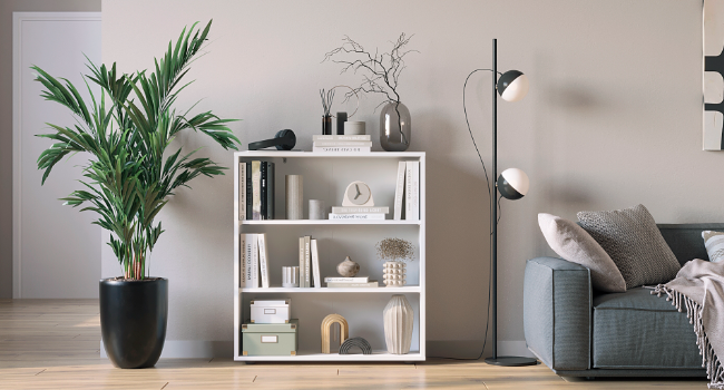 Книжкова шафа KOMTO Regal 80 см, біла, 3 полиці, регульовані, стелаж для зберігання, 80x90x24 см