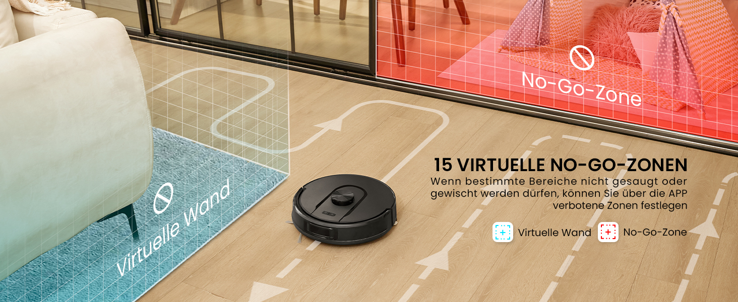 Робот-пилосос Vexilar W11 з функцією миття, LiDAR навігація, потужність 5000Pa, тривалий час роботи, WiFi, ідеальний для килимових покриттів