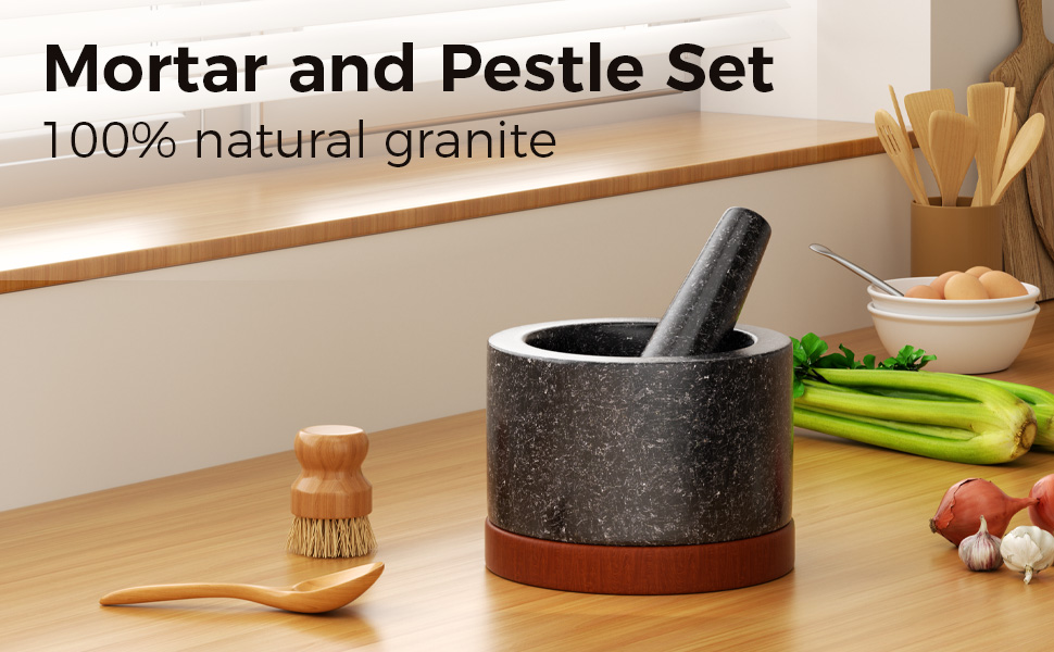 Набір ступки зі ступкою, млин для спецій та трав, подрібнювач пігулок. Ідеально для приготування гуакамоле вдома. Масивна чаша з каменю (Чорний G, велика). Чорний G велика