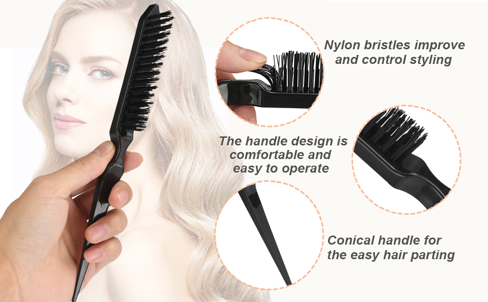 Набір гребінців для волосся з пульверизатором 200 мл: розпушувач, накручувач, двосторонній гребінь (чорний)