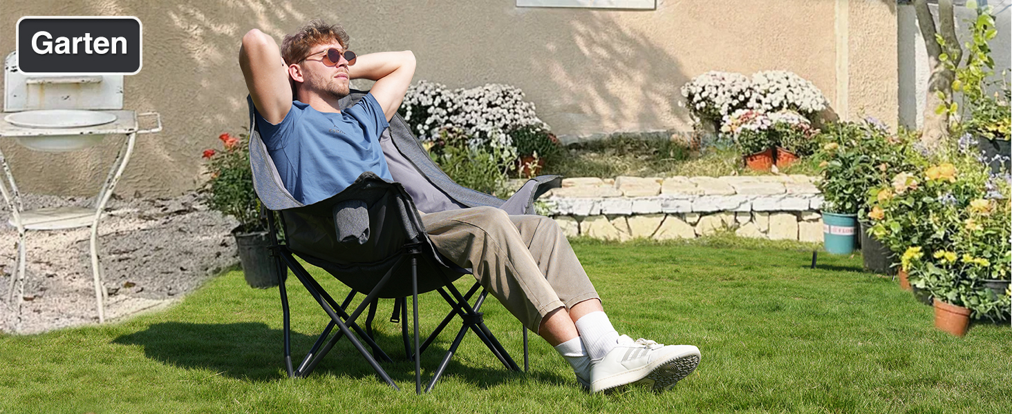Великий складаний стілець для кемпінгу RELAX FIELD, сірий. Міцний, до 227 кг, з підлокітниками
