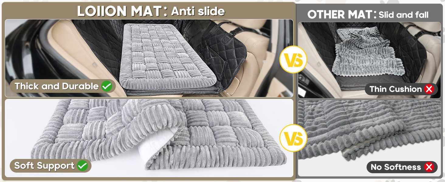 Килимок для собак у машину Loiion, захист заднього сидіння, чорно-білий, 127x62.5 см