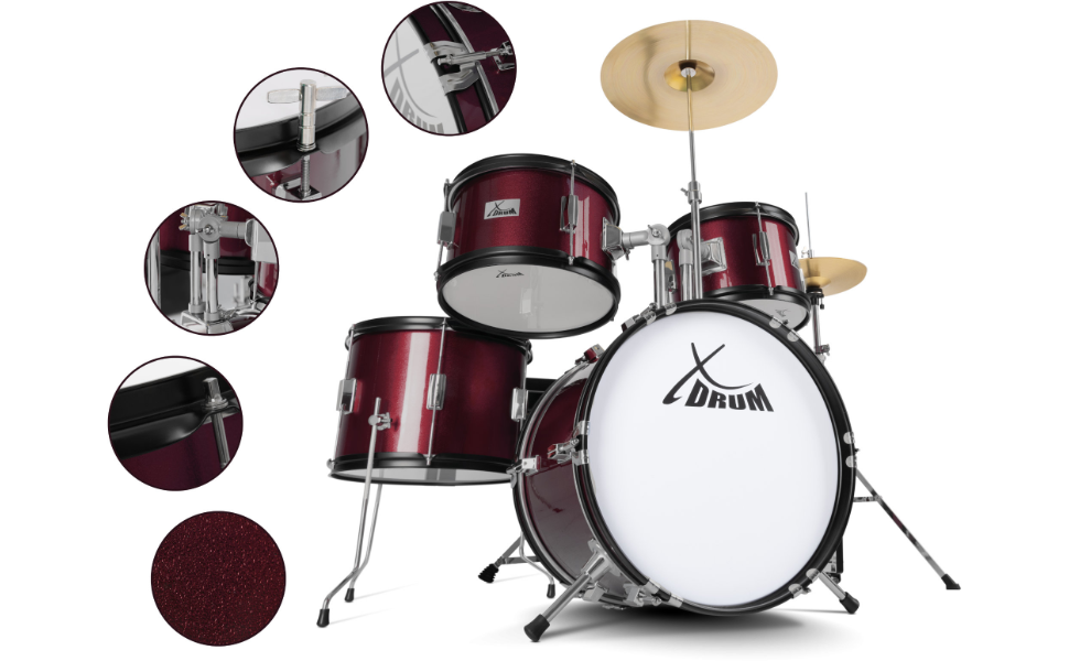 XDrum Junior Pro Kinder барабанний набір Red - для дітей 5-9 років, з аксесуарами та навчальним посібником