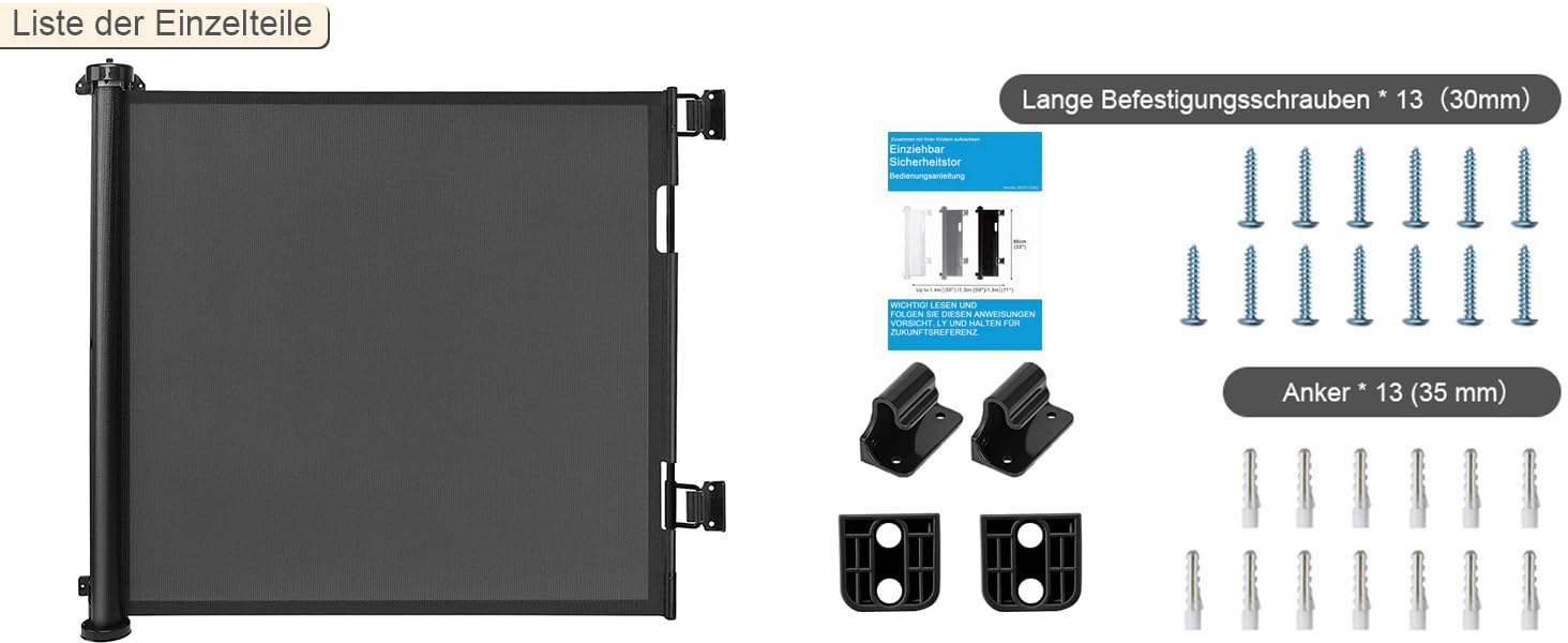 Захисний бар'єр для дитячих воріт, розтяжний 0-150 см, для дітей, котів та собак, внутрішнє та зовнішнє використання (Чорний-150 см)