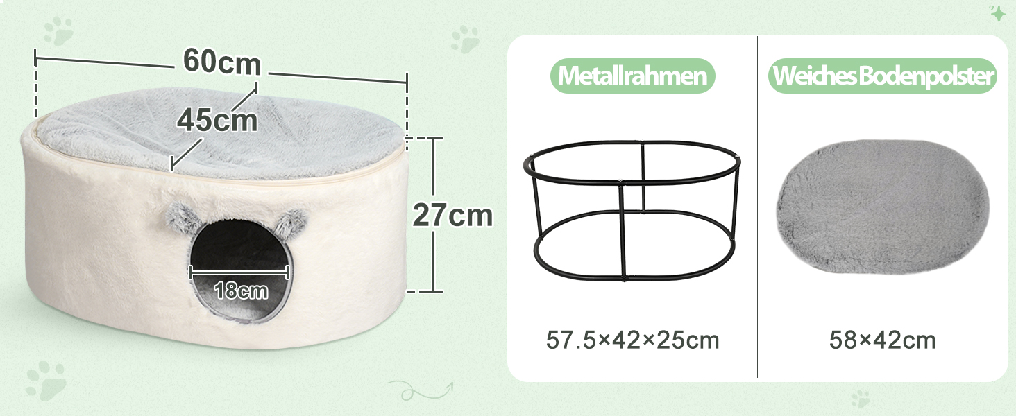 Кітчеве ліжко GUUSII HOME для котів: затишна печерка, м'яке гніздо, 60x45x27 см