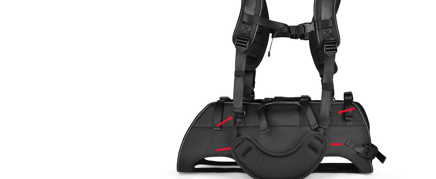 Сумка-переноска для собак великих порід Wakytu: переноска-рюкзак для собак з проблемами суглобів, травмами, літніх собак. Максимальна вага 30-40 кг, чорна, 4XL