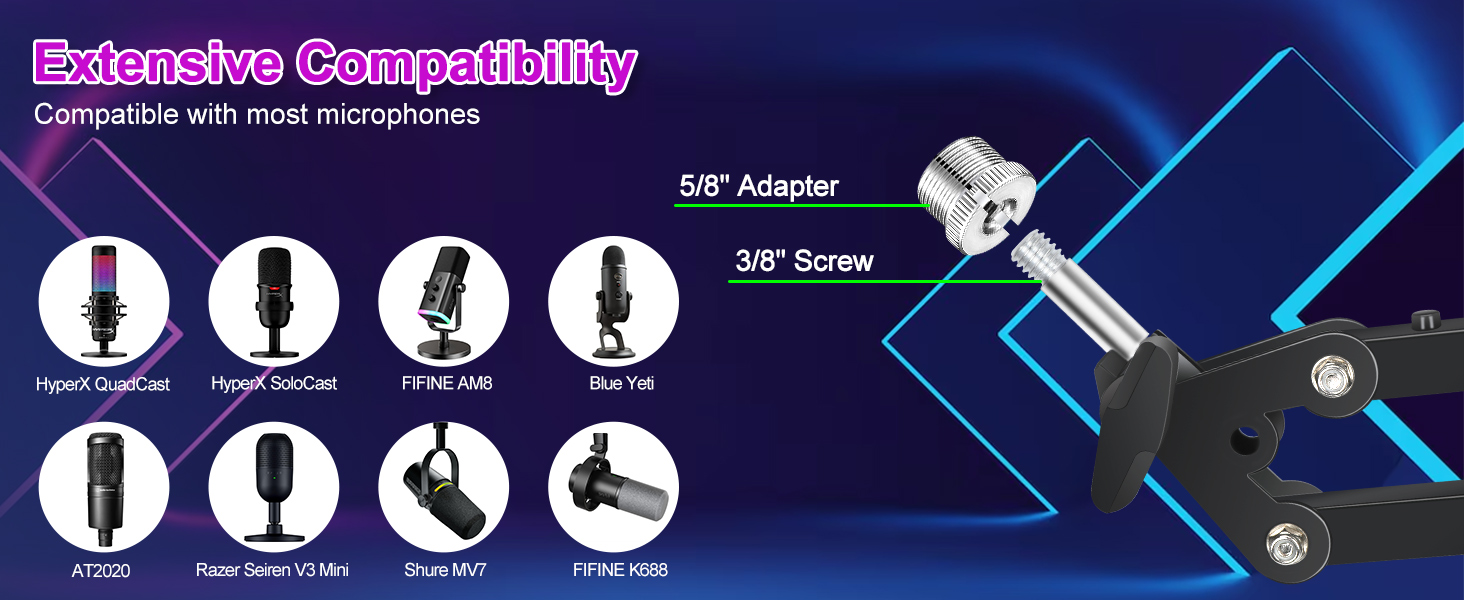 Кріплення для мікрофона YOUSHARES RGB, сумісне з Seiren Mini, V3 Mini/Chroma, Razer Seiren V2 X/Pro, Seiren X