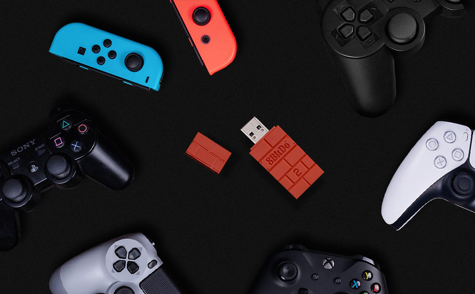 Бездротовий Bluetooth адаптер 8BitDo USB Wireless Adapter 2 для Switch, Windows 10, Android, PS4/5, Xbox (Коричневий)