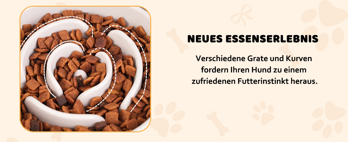Набір мисок для собак з кераміки, піднятий на платформі: миска для повільного годування, набір з двох мисок для маленьких та середніх собак, годівниця та поїлка з антиковзним підставкою, колір - білий