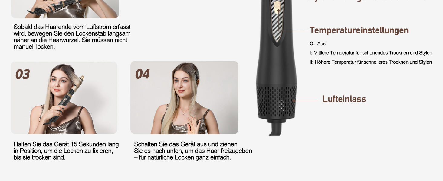 Набір мультистайлер для волосся 5 в 1 Warmluftbürste: фен, плойка, випрямляч, набір для локонів, 1000W