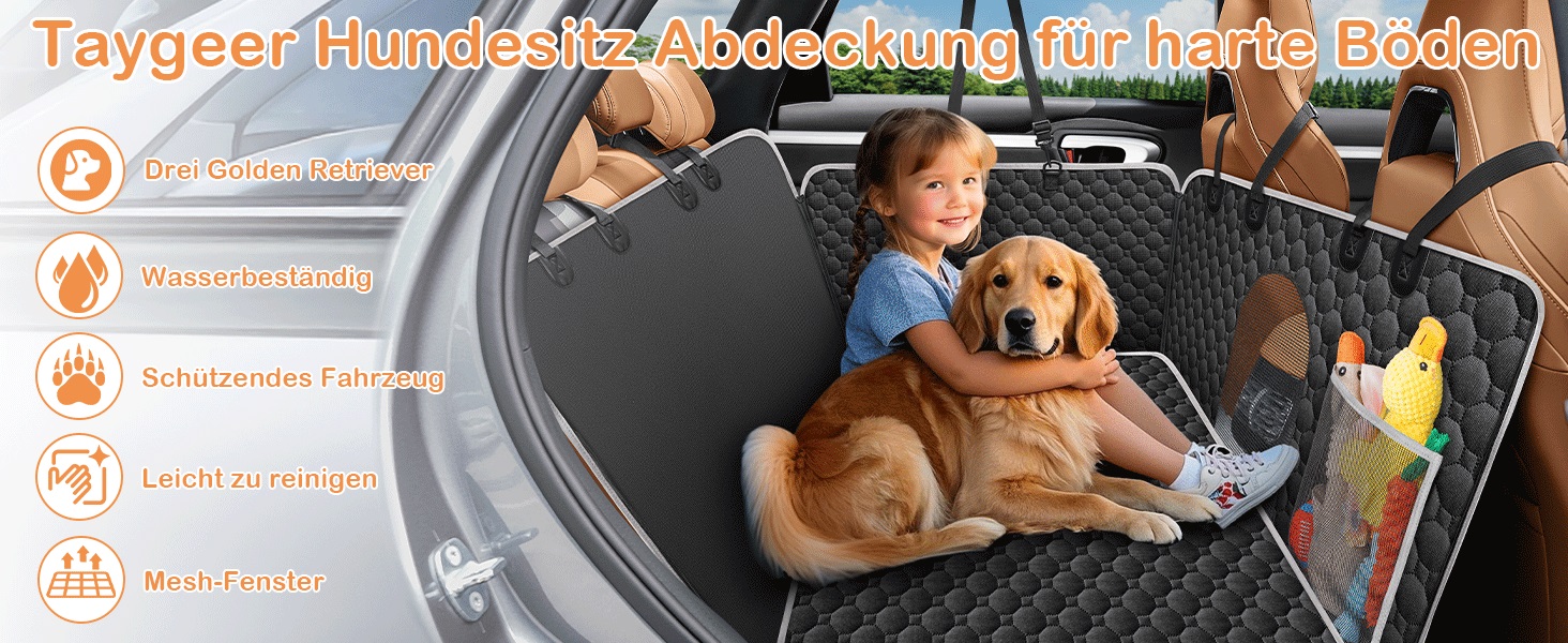 Водонепроникний килимок для собак у машину Taygeer з жорсткою основою, 127x156 см, чорний