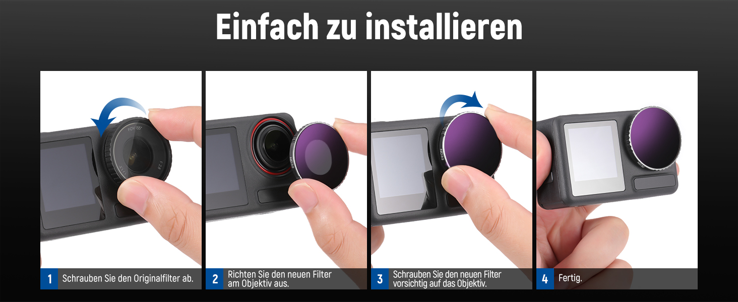 Набір фільтрів ND для DJI Osmo Action 4/5 PRO: ND8, ND16, ND32, CPL (4 шт.)