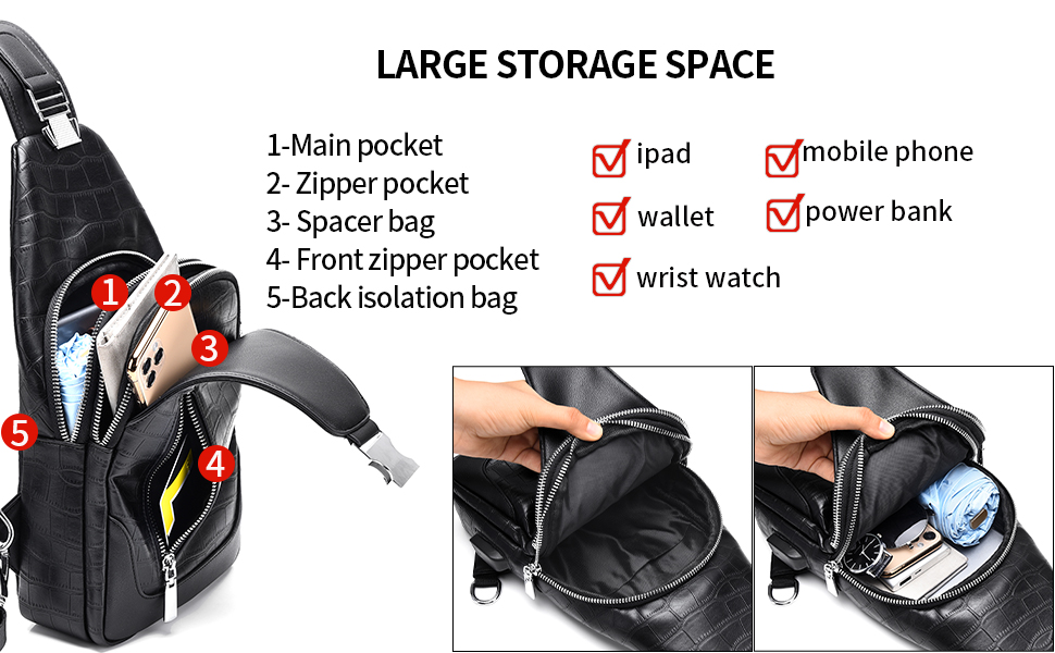 Чоловічий рюкзак-слінг FSD.WG, водонепроникний, з кишенею на грудях, чорний 0038 L