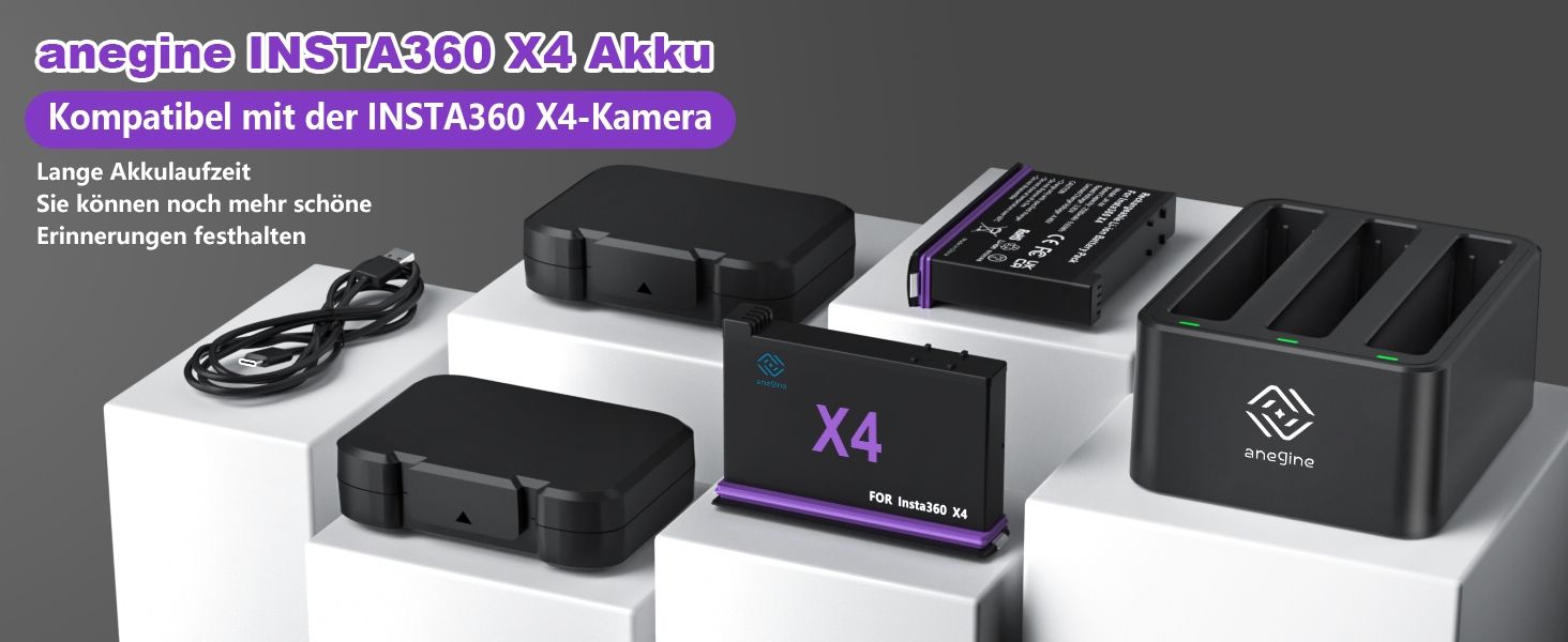 Акумулятор Insta360 X4 2500mAh та Швидке LED Зарядний пристрій 3-канали USB (2 шт.) з SD слотом - Аксесуари для Insta360 X4