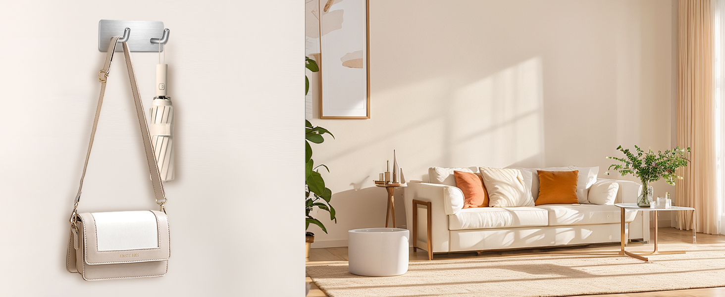 Набір гачків для рушників без свердління, 10 шт., самоклеючі гачки з нержавіючої сталі 304, надміцні клейкі гачки для великих предметів, гачки для стін без свердління для ванної, туалету та кухні, стійкі до корозії, гачки для рушників (подвійні *6)