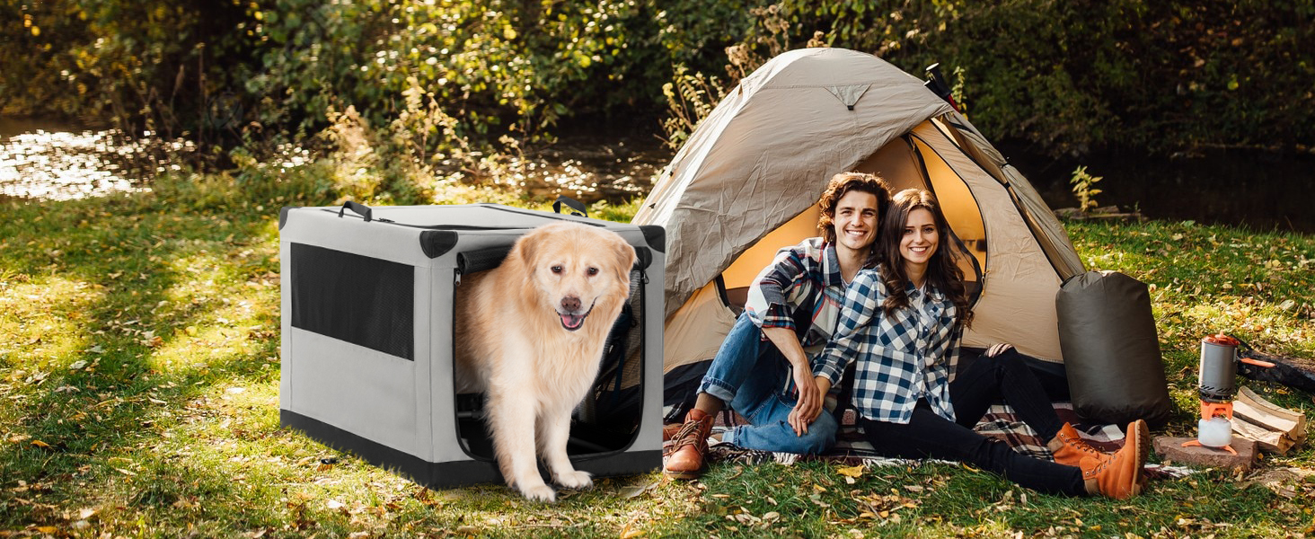 Транспортна переноска для собак Petsfit, XL, сіра - складана, для подорожей та авто, підходить для малих собак та котів