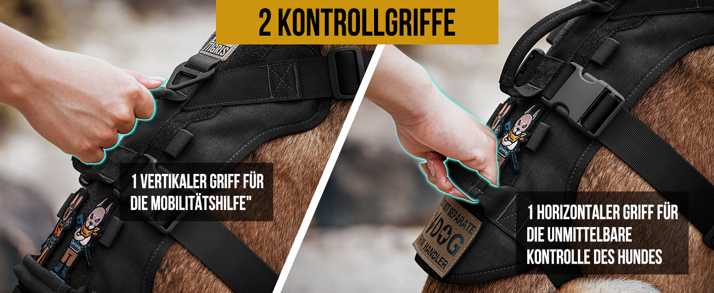 Шлейка для собак OneTigris T-Bone, тактична, з двома ручками, чорна, M (14-27 кг)