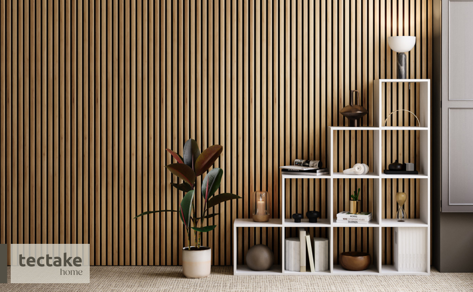 Акустичні 3D-панелі tectake для стін 120 x 60 x 2,1 см, шумопоглищаючі стінові панелі під дуб, набір 2 шт.