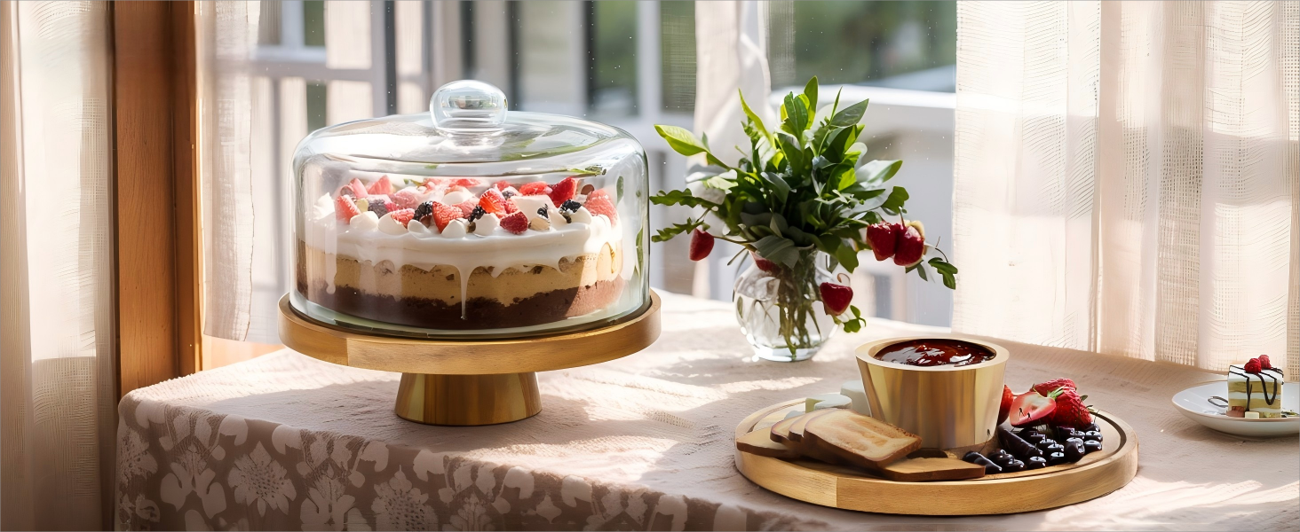 Дерев'яна тортівниця Tel Charme з кришкою, 30 см, поворотна, для випічки та декорування