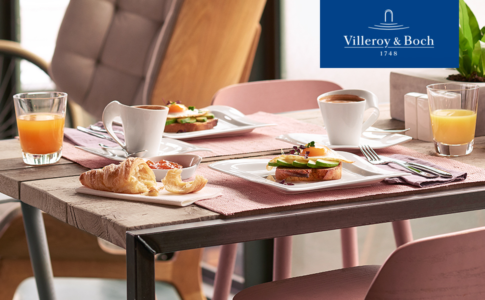 Тарілка Villeroy & Boch New Wave, прямокутна, порцелянова, біла, 37x25 см, набір 4 шт.