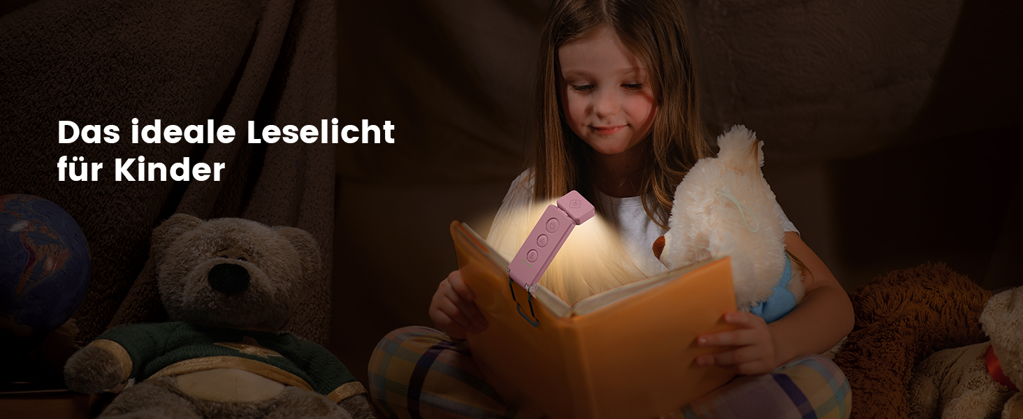 Світлодіодна кліпса для читання Glocusent 12 LED з затискачем, рожева: лампа для книги в ліжко, 5 кольорів, 5 рівнів яскравості, 100 годин роботи, для дітей та любителів читати