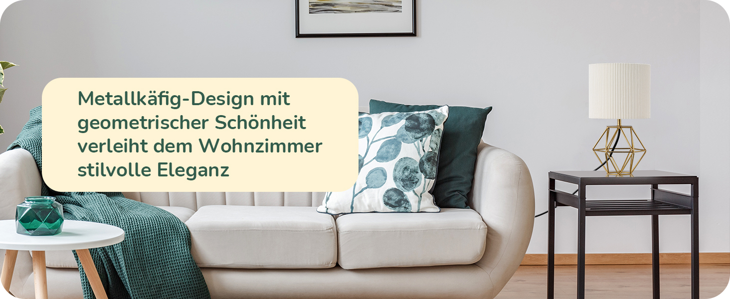 EDISHINE Настільна лампа, сучасний індустріальний дизайн, цоколь E14, вінтаж, для спальні, вітальні, білий & золотий колір (кремово-білий жалюзі + золото)