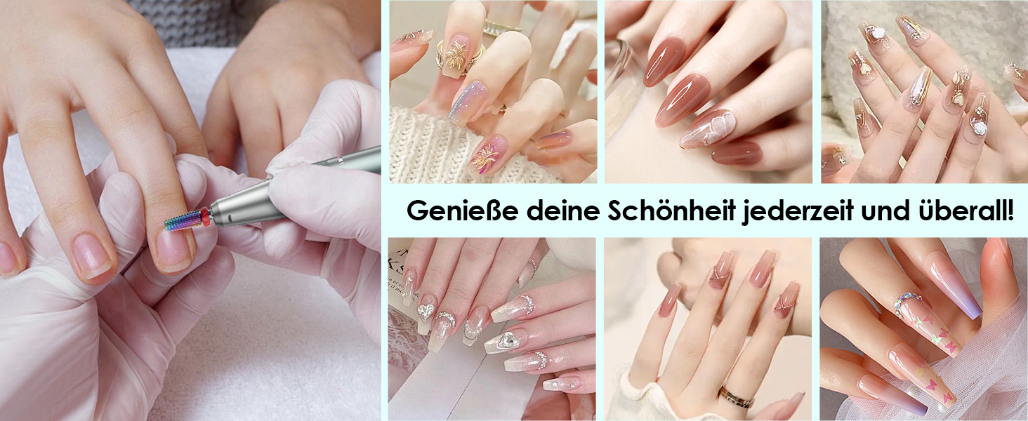 Електричний фрезер для манікюру та педикюру Profi Set 16 в 1 з LCD дисплеєм, 40000 об/хв, F/R, для гелевих нігтів, портативний, фіолетовий, блакитний, білий