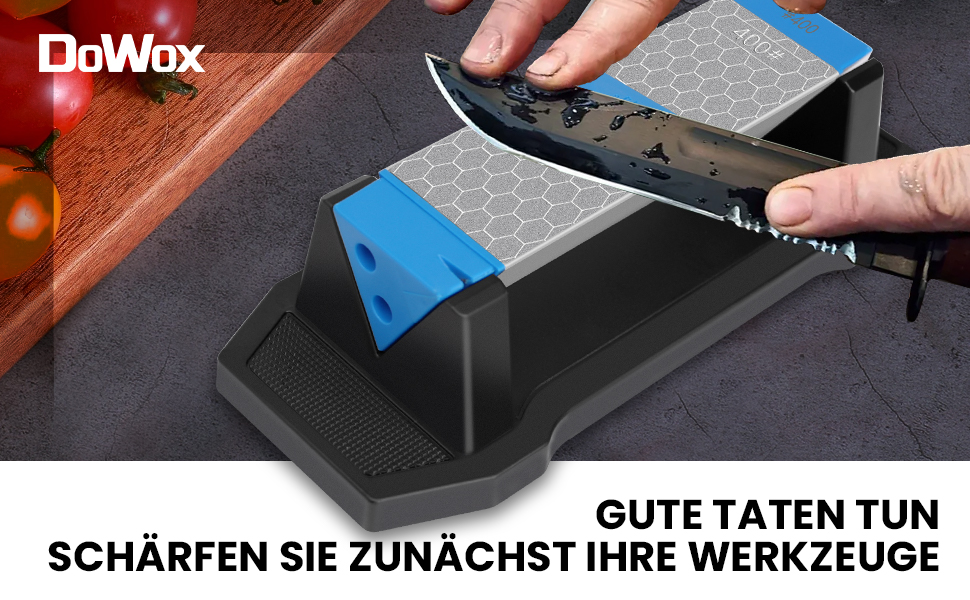 Набір точильних каменів 3-ох сторін, з бруском для заточування, 400/1000/5000 гріт, з нековзною підкладкою, кутовою наставкою та шкіряним ремінцем (діамантовий камінь блакитний)