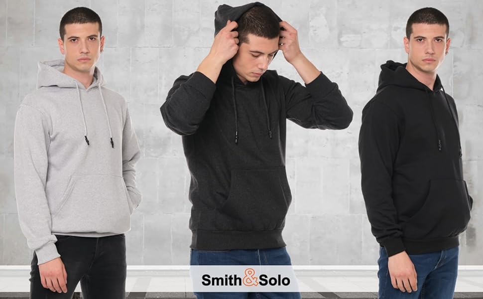 Світшот з капюшоном Smith & Solo чоловічий, на блискавці, Slim Fit, для тренувань, бавовна, розмір L, антрацит