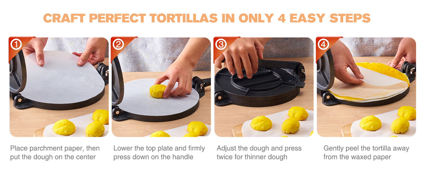 Пресс для тортилій з чавуну 25 см, ротатор, прес для тако, чорний