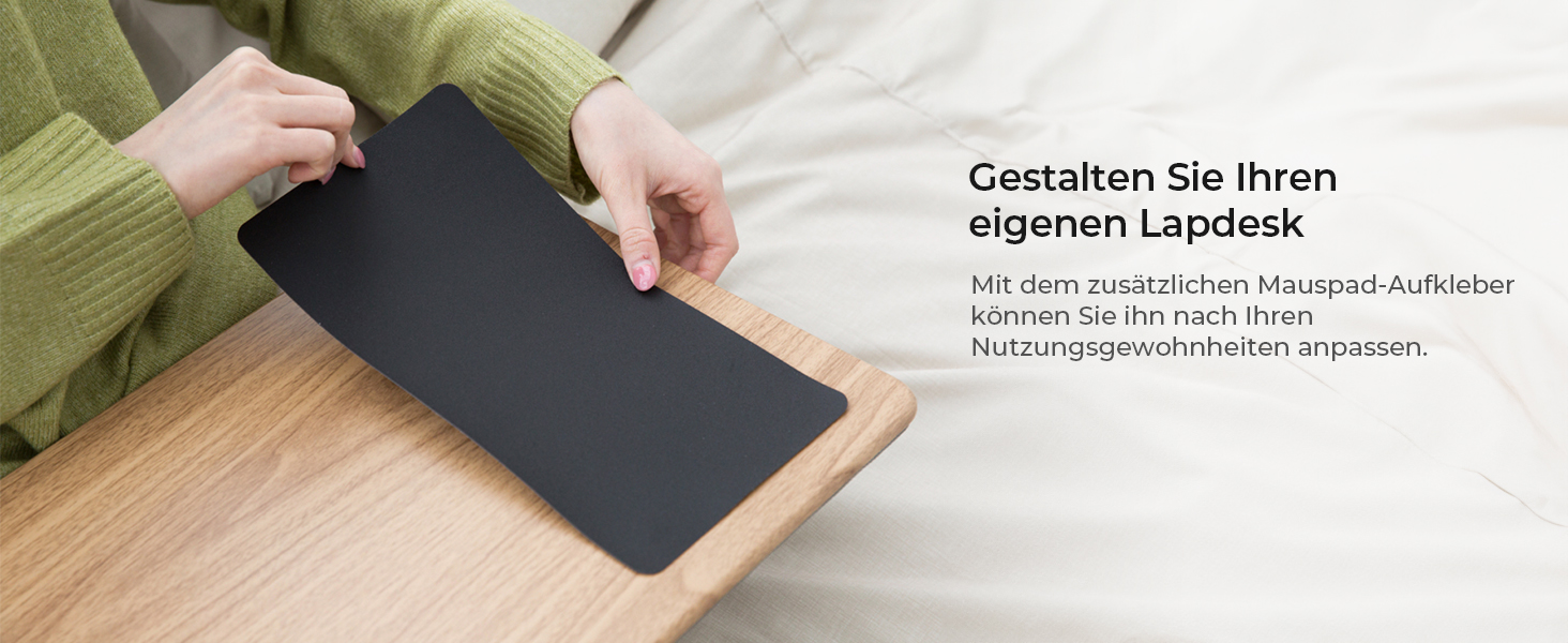 Підставка для ноутбука на колінах, Laptoptisch для дому, офісу, ліжка, дивану – дерев'яний дизайн, розмір L (30.5 x 57 x 4.5 см)