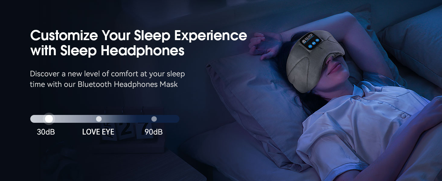 Маска для сну для тих, хто спить на боці з Bluetooth навушниками. 100% непрозора маска для очей, ультрам'яка, для подорожей, сну, йоги, медитації. Чорний колір, 1 шт.