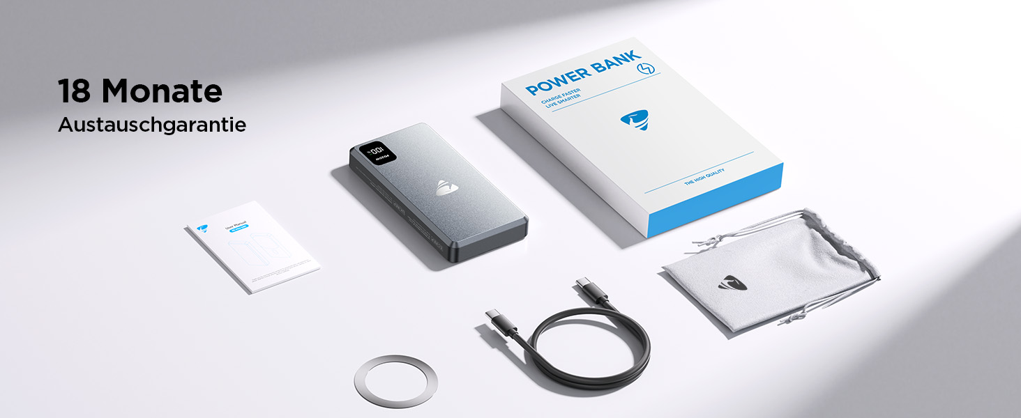 Портативний зарядний акумулятор Powerbank з MagSafe, 5000mAh, 20W PD, 15W Wireless, USB-C, для iPhone, AirPods (Сірий)