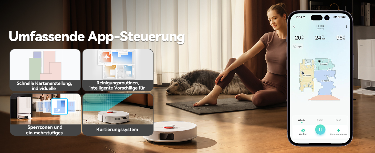 Робот-пилосос JONR T5 Pro з функцією миття, 8150Pa, сушка гарячим повітрям, антизаплутувальні щітки, уникнення перешкод, LiDAR-навігація, док-станція All-in-One