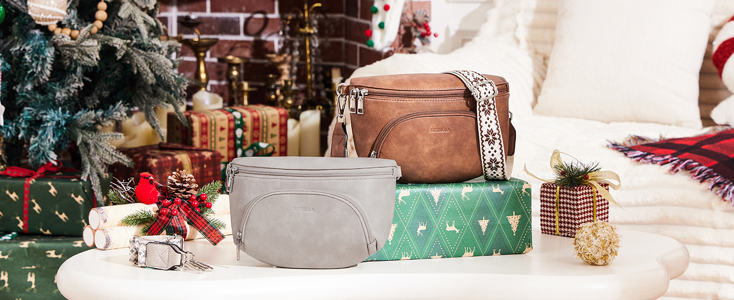 Сумка-органайзер на шию MUIIKOLA з RFID-захистом для смартфонів, веганська шкіра, сіро-бежевий колір