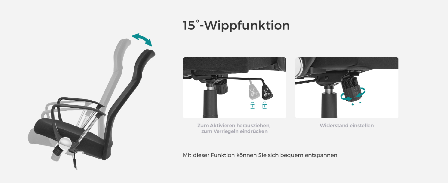Офісний стілець SONGMICS, ергономічний, поворотний, з м'яким сидінням, регульований по висоті та нахилу, до 120 кг, чорний OBN034B01