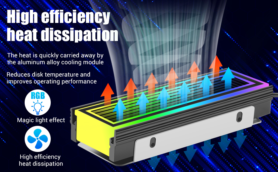 Радіатор охолодження SSD M.2 2280 з ARGB підсвічуванням Gokelomg - для комп'ютерів NVMe