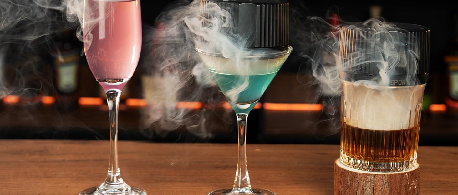 Набір для копчення віскі: 6 смаків дерев'яної стружки, 2 склянки, 2 кубики льоду, аксесуари для коктейлів, копчення напоїв, бурбон, кава, м'ясо