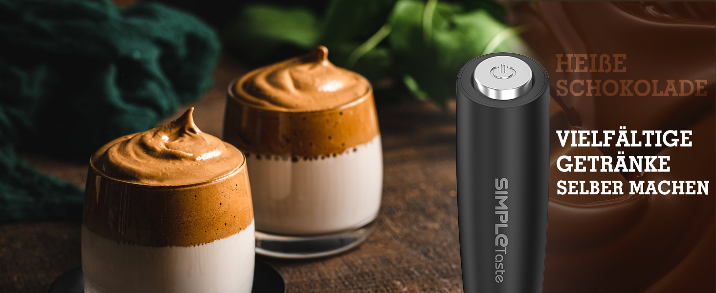 Електричний пінний для молока SIMPLETASTE - для капучино, лате, кави. Зручний ручний піноутворювач з батарейками.