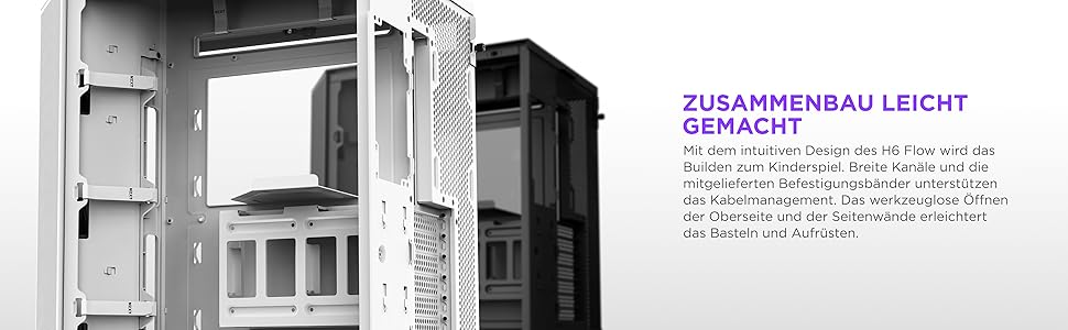 NZXT H6 Flow: Корпус ПК Mid-Tower з двома камерами, чорний, з 3 вентиляторами 120 мм