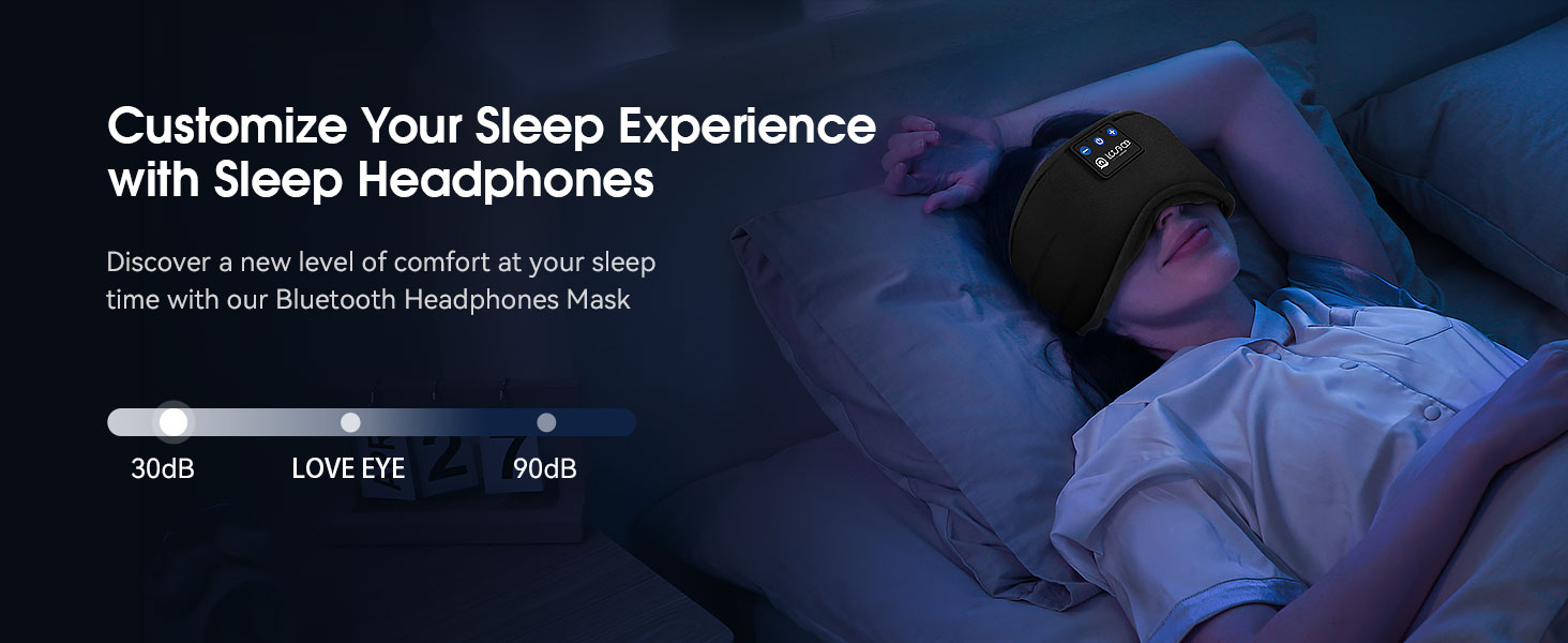 Маска для сну для тих, хто спить на боці, з Bluetooth навушниками. 100% непрозора маска для очей, ультрам'яка. Для подорожей, сну, йоги, медитації. Чорна. 1 шт.