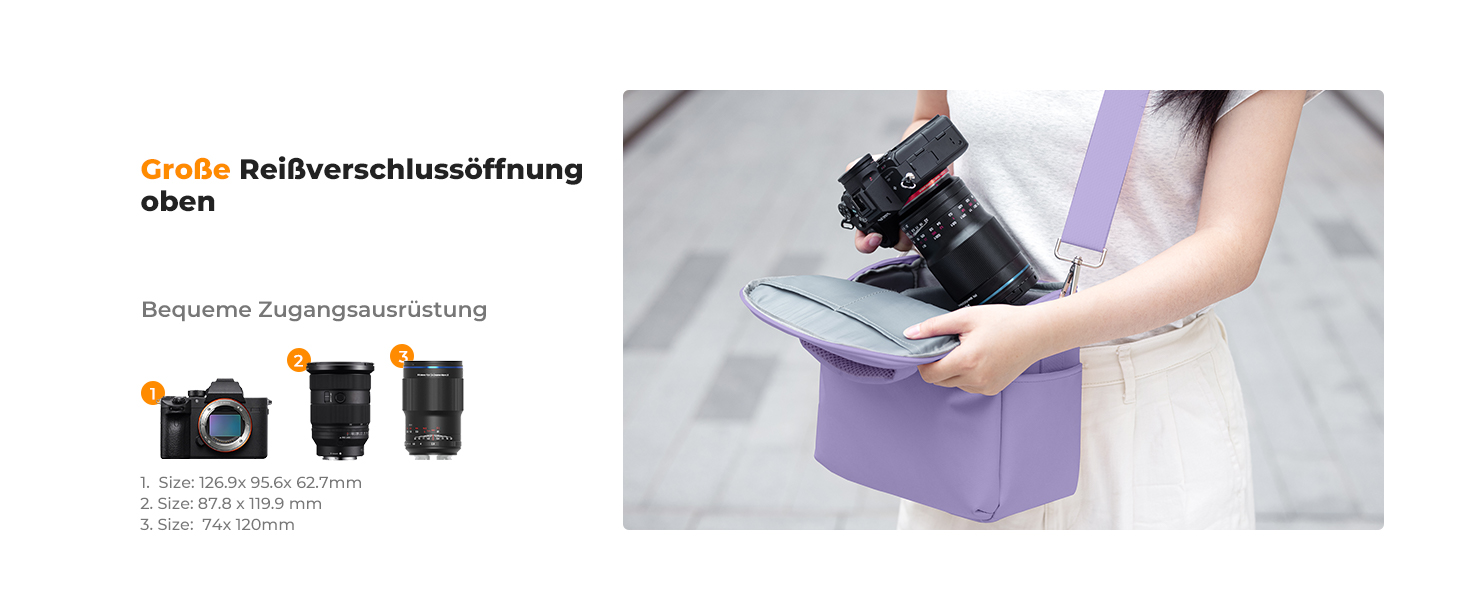 Сумка для камери K&F CONCEPT, фотосумка для фотографів, універсальна, фіолетова, середнього розміру